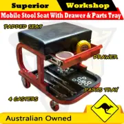 Superior Workshop Garage Stool Seat With Drawer & Parts Tray Padded Seat Tools