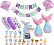 Mermaid Themed Birthday Party Decorations Mermaid Balloons Hanging Marine Sys...