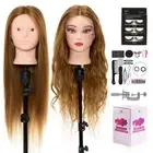 Mannequin Head with 60% Real Human Hair, 28 Inch Make up Cosmetology Manikin ...