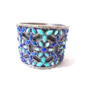 Neiman Marcus Women's Crystal Titanium Enamel Cabochon Bracelet NWOT 598 VINTAGE