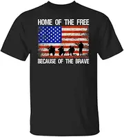 [VidiAmazing] Home of The Free Because of The Brave Veteran American Flag Shirt ds554 T-Shirt