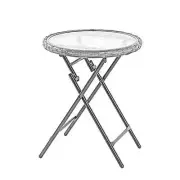 Unbranded Side Table 20"x16"x16" Foldable w/Tempered Glass Iron Pipe Bracket