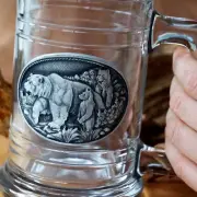 Grizzly Bear 15 ounce Beer Glass Finely Cast Pewter Stein Barware, Mancave Gift