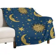 90s Whimsi-goth Celestial Sun And Moon Pattern Throw Blanket Quilt bed plaid Bea