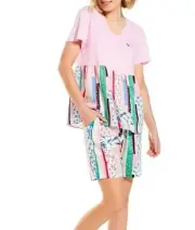 PETER ALEXANDER WALLPAPER FLORAL BLOCK PJ SET TOP & SHORTS WOMENS L RRP$129.90