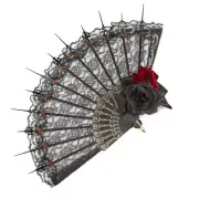 Lace Flowers for Rhinestone Design Fan Gothic Hand Fan Folding Hand Held