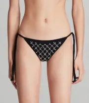 ALLSAINTS Black Beaded COLETTE Triangle String Tie Swimsuit Bikini Bottoms S 4/6