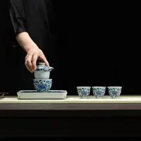在飛比找Yahoo!奇摩拍賣優惠-金小鋪 景德鎮青花瓷茶具套裝家用陶瓷復古茶具整套商務高檔茶器