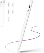 Stylus Pen for iPad (2024-2018) with Palm Rejection, Fast Charge Active Pencil for iPad 10/9/8/7/6 Generation, iPad Pro 11"/12.9"/M4, iPad Air M2/5/4/3 Gen, iPad mini 6/5 Gen (White)
