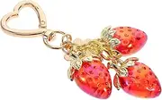 [Ipetboom] Strawberry Keychain Key Holder Cute Keychain Strawberry Bag Charm Backpack Keychains Cute Bag Charm Heart Key Ring Heart Shaped Keyring Keychains Purse Keyring Red Metal