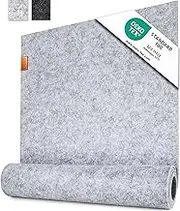 Miqio Design Table Runner Grey Felt Sustainable Oekotex Felt Fabric 150 x 40 cm Washable Genuine Leather Label Scandinavian Felt Runner
