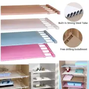 Adjustable Closet Rack Wall Telescopic Storage Divider Shelf Cupboard Wardrobe
