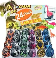 TISSNANY 24-Pack Magic Hatching Dinosaur Eggs - Easter Basket Stuffers with Assorted Colors, Grow in Water Science Kits for Easter Egg Hunt, Classroom Prizes & Party Favors (Black)