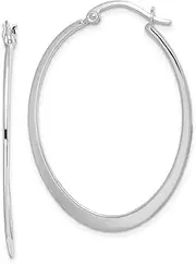 [JewelryWeb] 925 Sterling Silver Polished Oval Hinged Hoop Earrings 41x29mm Wide 1mm Thick-Hoop Earring for Women