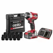 Ozito PXC 18V Brushless Impact Wrench Kit 3.0Ah Battery, fast charger and box