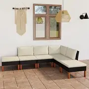 6 Piece Garden Lounge Set with Cushions Poly Rattan Black, Furniture Sets, Patio Furniture