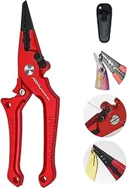 EWEIS Upgrade Fishing Pliers with 9CR19 Molybdenum Vanadium Steel Blade,Lightweight Hook Remover and Open Ring Pliers for Lure Bait, Aluminum Alloy Rust Proof Gear for Lure Fishing,Saltwater Fish