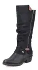 Rieker Ladies Water Resistant Black Ruched Zip Up Wool Lined Calf Boots 93655