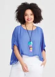 [TS] Taking Shape Chiffon Enya Overtop Size 14-16 in Blue Iris - Plus Size Women's Tops & T Shirts Blue Iris