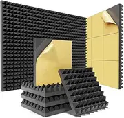 Tiabiaya 12 Pack Acoustic Foam Panels of High Density with Self-Adhesive Black 12x12x2Inch