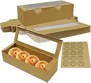WODJR 50Pcs Kraft Pastry Bakery Box Pastry Boxes with Rectangle Clear Window Brown Paper Cookie Boxes Treat Candy Boxes Take Out Container Wedding Gift Boxes for Candy Chocolate Jewelry Muffin Donut
