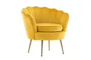 Armchair Padded Lounge Chair Accent Velvet Shell Scallop YELLOW