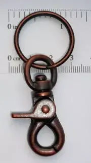 3 Sturdy Swivel Trigger Clasp Claw w/ Key Ring Antique Copper for Wallet Chain