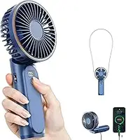 TUNISE Portable Handheld Fan, 4000mAh, 180 Adjustable, 6 Speed Wind, USB Rechargeable Foldable Fan with Real-Time Electricity Display