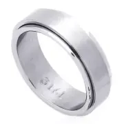 Men's 7mm Stainless Steel 316L Ring Dark Color Spinner Flat Band / Gift box
