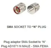 AD1071 Plug adaptor SMA Socket to “N” Pl