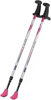 Urban Poling - Urban Poles 4Life - Lightweight, Aluminum Nordic Walking Sticks - Pink & Silver - 1 Pair – for Users 4'2"–6'2" - Collapsible & Adjustable Hiking Gear