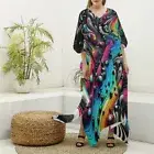 Psychedelic Lava Kaftan Dress Goddess Caftan Trippy Festival Plus Size Hippie