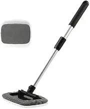 Pivoting Windshield Glass Cleaning Tool, 180°Rotating Extendable Aluminum Handle With Detachable Handle Microfiber Pads For Car Interior Car Cleanser Brush Car Cleaning Kit