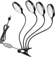 USB Plant Grow Light 78 LEDs Sunlight Full Spectrum Adjustable Desktop Clamp Growing Lamp for Indoor Plants 5 Dimmable Levels 4/8/12H Timer (4 Heads)