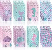 24 Pack Mini Mermaid Notebooks, Mermaid Party Favors Pinata Fillers Spiral Journal Notepads Mermaid Scale Notepads Teacher Classroom Supplies for Girls Mermaid Birthday Under The Sea Themed Party