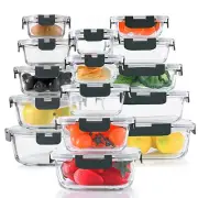 30 Pieces Glass Food Storage Containers Set, Glass Meal Prep Containers Set w...