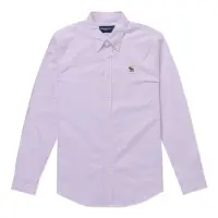 在飛比找Yahoo奇摩購物中心優惠-AF 麋鹿 A&F 經典刺繡麋鹿長袖襯衫-粉白直條紋色