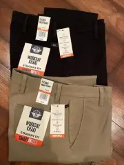 2 Pair Of Dockers Workday Khaki Pants Straight Fit 30 X 30 Black & Dark Tan $110