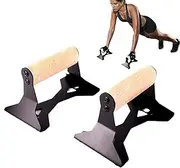 Push Up Bars - Anti-slip Ergonomic Wooden Parallettes Bars | Strength Training Stands For Exercise, Backyard Training
