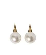 Miu Miu Logo-Engraved Earrings One size Gold/Cream