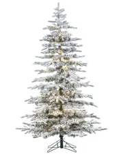 Sterling Tree Company 6.5ft High Flocked Pre-Lit Mountain Pine With Instant Glow Power Pole Feature