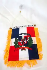 3"x5" Dominican Republic Mini Banner Flag w/Suction Cup 4 Rearview Mirror-New!