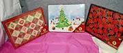 Holiday Placemats Laminate w/ Cork Back Ornaments or Poinsettias Set of 8 X803