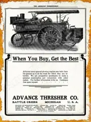1907 Advance Thresher Co. Traction Engine New Metal Sign: Battle Creek, Michigan