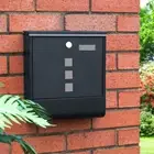 Large Mailbox Stainless Steel Wall-Mounted Letterbox w/ Paper Holder & Key Lock