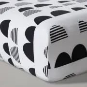 NEW Cloud Island Baby Fitted Crib/Toddler Bed Sheet Black White Scallop Nursery