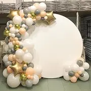 6.6ft/7.2ft Round Arch Cover - Elastic Adjustable Backdrop Cover for Circle Balloon Arch Stand - Solid Color Background for Party Décor (White 7.2ft)