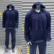 Men’s Navy Velour Hoodie Tracksuit