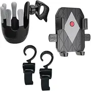 Mother's Choice Stroller Essential Kit-Organizer Pack - Secure Cup Holder, Universal Phone Mount, 360° Rotating Hooks - Easy Installation, Fits Most Strollers