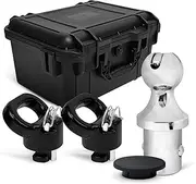 60618 Puck System 38000 LBS Gooseneck Hitch Ball Kit - Compatible with 2013-2024 Dodge RAM 2500 3500 - 2-5/16 Inch Gooseneck Ball for Truck Bed with 2 Pack Safety Chain Anchors